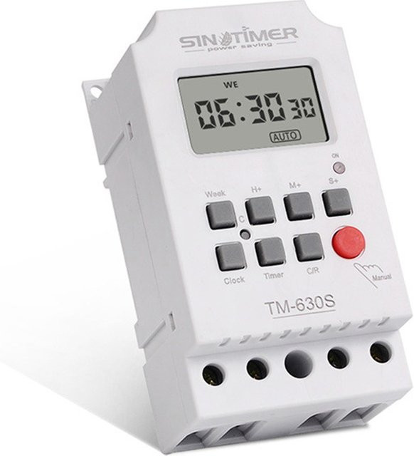TOOLTOP TM630S-4 Digitaler Zeitschaltrelais 12V 30A mit 7-Tage-Programmierung und LCD-Controller in Weiß - Bild 1