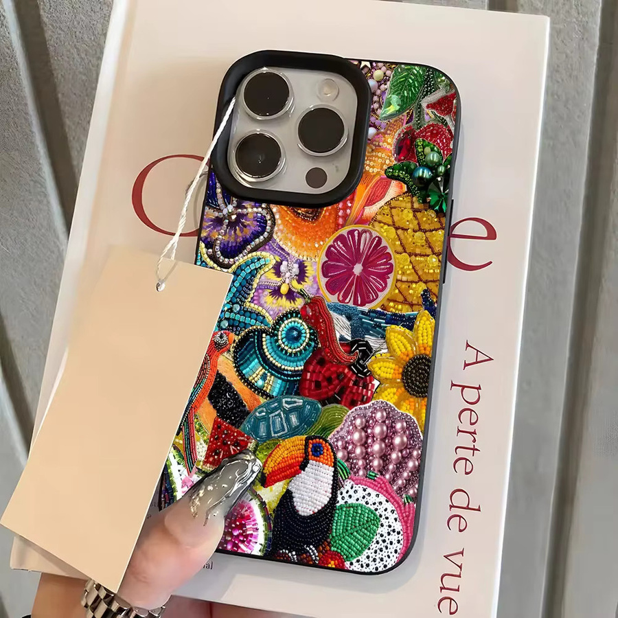 Silikon Soft Cover mit buntem tropischem Früchte-Tierdruck für dein iPhone (kompatibel mit iPhone 17 Air, 16, 15, 14, 13, 12, 11 Pro Max XS Max), Mehrfarbig - Bild 6
