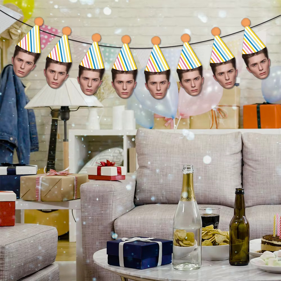 WEIGAO 8er Set Bunte Gestreifte Wimpel Girlande aus Papier für Deine Geburtstagsparty mit Geometrischen Dreiecken in Mehrfarbig - Bild 4