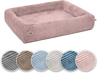 SABRO Hundebett KUDDE aus Cord in Rosè mit orthopädischem Schaumstoff und abnehmbarem Bezug, B: 85 cm, T: 70 cm - Bild 1