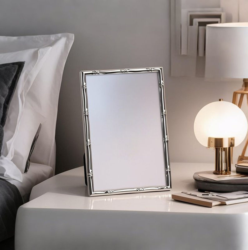 ANGDUO Aluminium-Fotorahmen aus Metall in Silber, rechteckiger Bilderrahmen als Tischaufsteller für Hochzeit und Dekoration, 10x15 cm - Bild 1