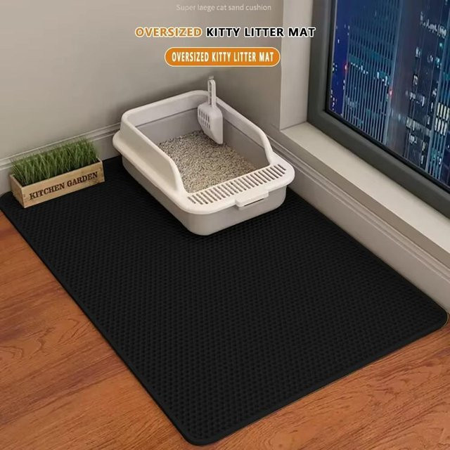 WIKHOSTAR Katzenklo-Matte doppellagig wasserdicht und rutschfest, Farbe: Schwarz, B/T: 90 x 60 cm - Bild 1