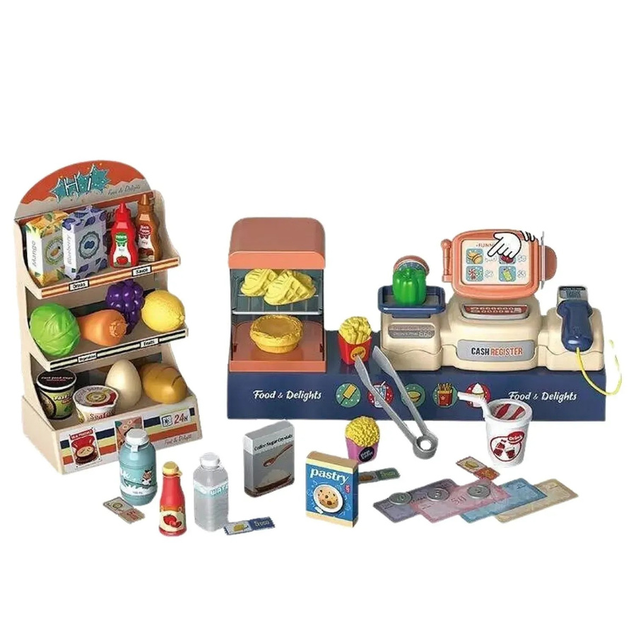 Coemo 2in1 Spielkasse und Supermarkt Nico Spielzeug Zubehör 42-teiliges Set - Bild 2
