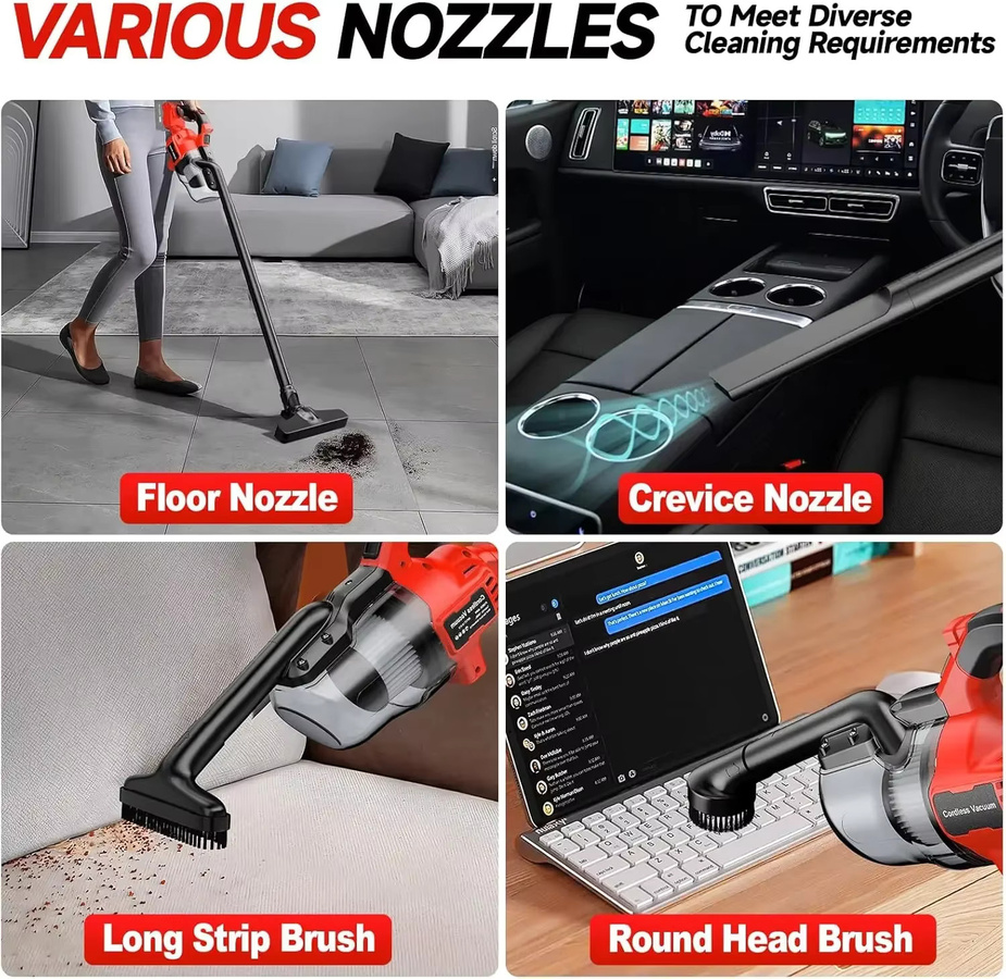 Milwaukee 5-in-1 Kabelloser Handstaubsauger für 18V Akku, Tragbarer Elektrischer Staubsauger in Rot für Hartböden, Teppiche und das Auto - Bild 5