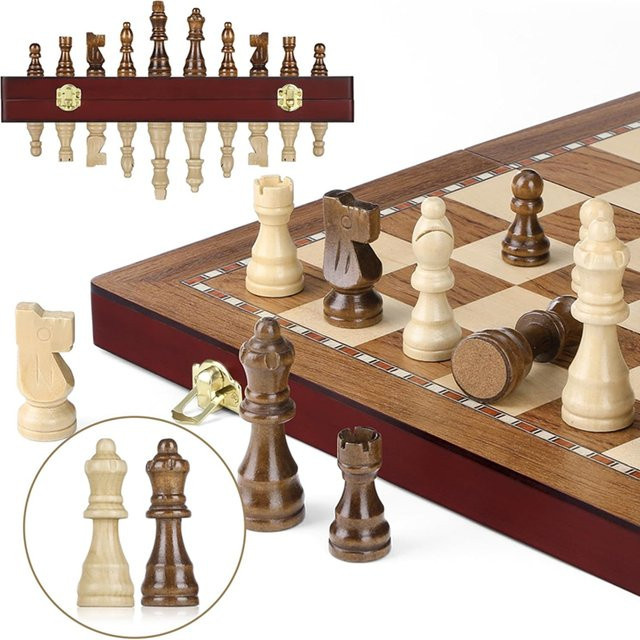Yernea Holz-Schachspiel, Strategiespiel, Natur / Holzfarben - Bild 1