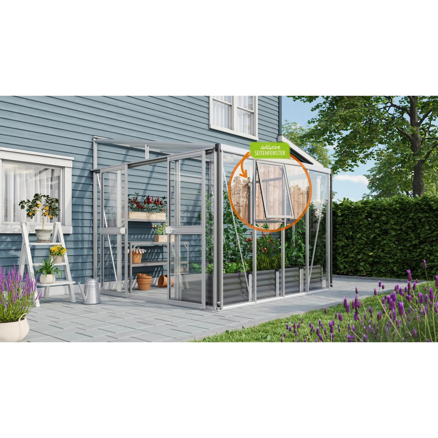 Vitavia Anlehn-Gewächshaus Athena 7000 aus Aluminium in Silber mit 7 m² Anbaufläche und Polycarbonat-Verglasung - Bild 4