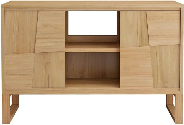 Vente-unique Waschbeckenunterschrank Mataram aus Teakholz in Beige, Breite: 120 cm - Bild 1