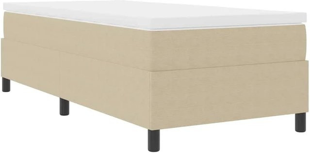vidaXL Boxspringbett aus Cordstoff in Hellgrau, Weiß und Beige, B/T/H: 100 x 203 x 60 cm - Bild 1