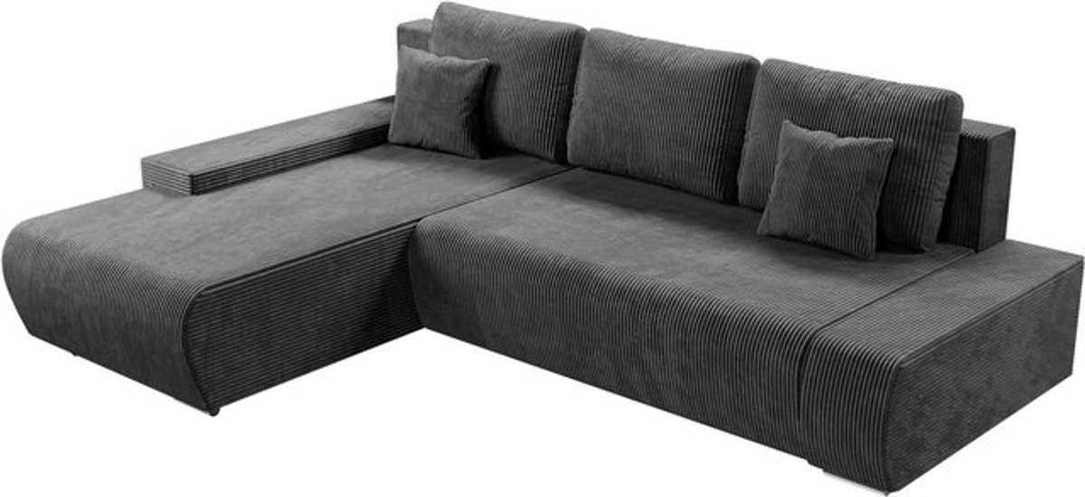 Juskys Sofa Iseo L-Form mit Schlaffunktion und Ottomane, Dunkelgrau, B/T/H: 260 x 180 x 81 cm - Bild 5