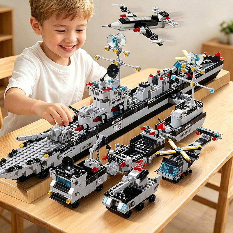 Linyi toy Marine Kriegsschiff Schiffsbau Bausteine Set 65cm - Bild 3