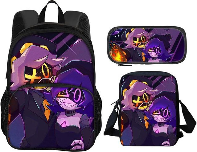 Fancy Style Studio 3er Set Runde Fronttaschen in Lila für Rucksack und Schultertasche - Bild 1