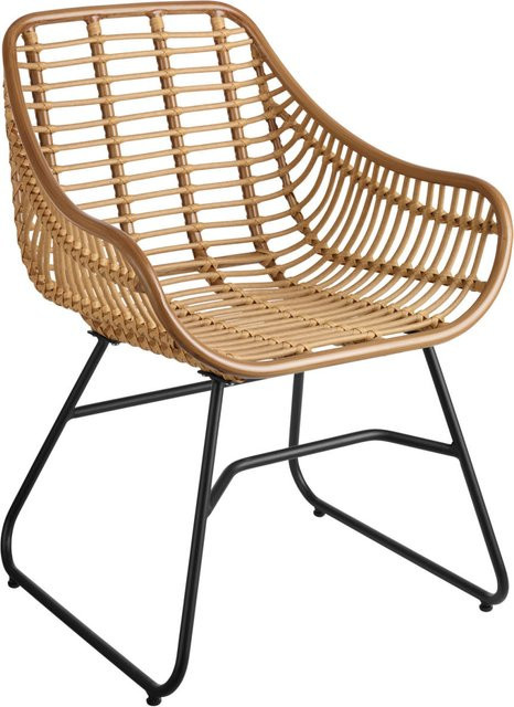 VEGA Geflecht Stuhl Tomeo im Bambus-Look, Sitz hellbraun, Gestell schwarz, B/T/H: 60 x 62 x 83 cm, 2er Pack - Bild 1