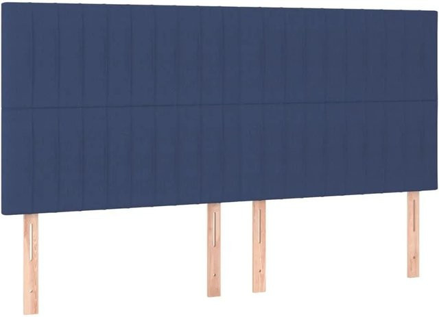vidaXL Kopfteil Blau aus Stoff, Breite: 200 cm, Tiefe: 5 cm, Höhe: 118 cm bis 128 cm - Bild 1