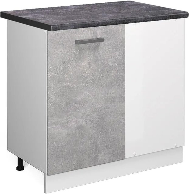 Vicco R-Line Eckunterschrank für die Küche in Anthrazit und Weiß mit Beton-Optik, B/T/H: 86 x 60 x 81,6 cm - Bild 1