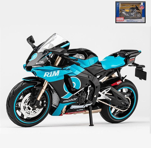 Linyi toy car Yzf-R1M Rennmotorrad Modell, 1:12, mit Licht und Sound, Blau - Bild 1