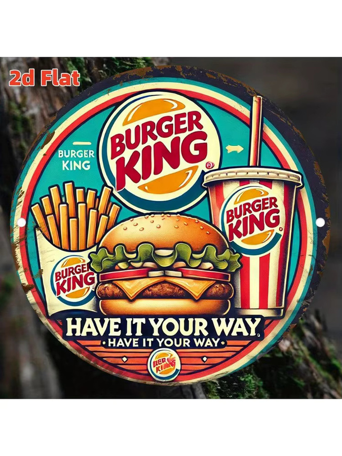 Burger King Retro Blechschild Have It Your Way Metall-Wanddekoration B: 20 cm, H: 20 cm, T: 1 cm - Bild 4