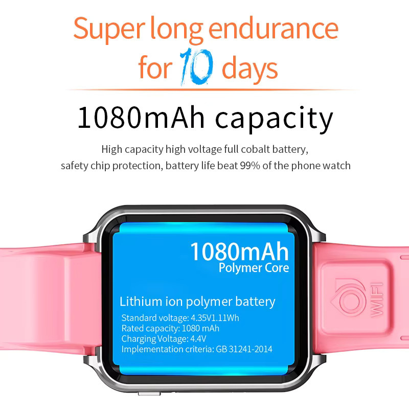 H1/W5 Smartwatch für Kinder mit 4G SIM-Karte, GPS-Ortung, WLAN und Android-System in Schwarz und Grau - Bild 4