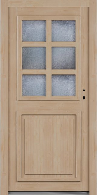 Roro Nebeneingangstür OHE 1005 Fichte mit Glaseinsatz, Farbe Beige/Braun, B: 98 cm, H: 198 cm, DIN Rechts - Bild 1
