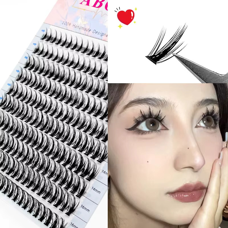LAKANAKU Wispy Cluster Lashes Wimpernverlängerungen, 200 Stück, Criss Cross-Effekt, vegan - Bild 2