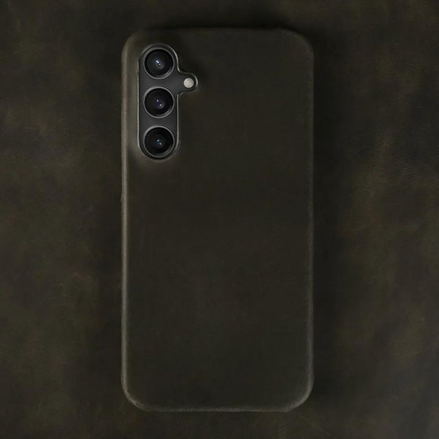 Samsung Handyhülle Crazy Horse aus echtem Leder in Schwarz für S26, S25, S24, S22, S21 und S20 Ultra - Bild 1