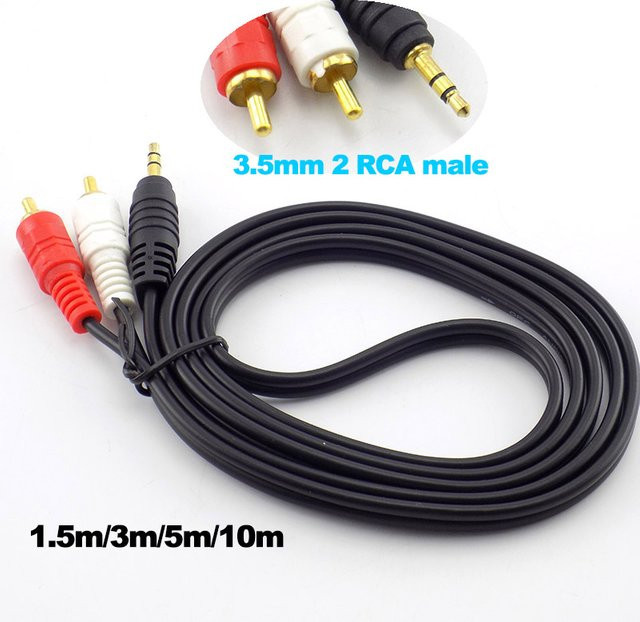 Gakaki Audiokabel 3,5 mm Klinkenstecker auf 2 RCA Stecker Verbindungskabel für TV, Lautsprecher und Computer, Schwarz - Bild 1