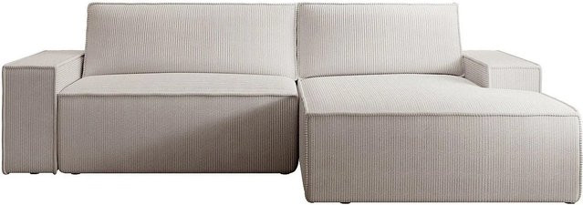 Vente-unique Sofa Amelia in Beige mit Cord-Bezug und L-Form ohne Schlafmöglichkeit - Bild 1