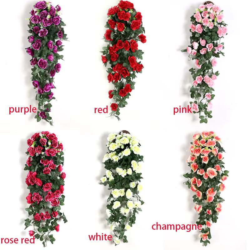 Künstliche Rosen-Wanddekoration mit Rattan-Reben in Rot von smr für Hochzeit, Party und Garten - Bild 2