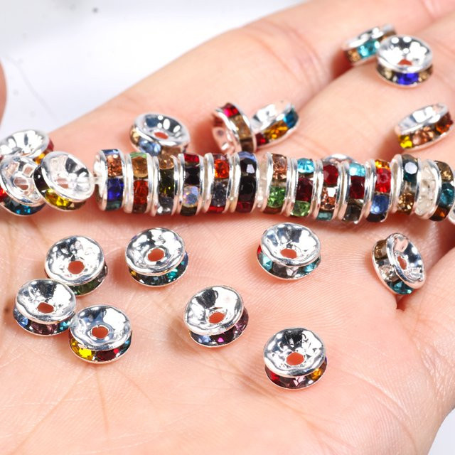 Laudsong Strass Rondelle Perlen Spacer, Bunt, 4 6 8 10mm, Unisex - Bild 1