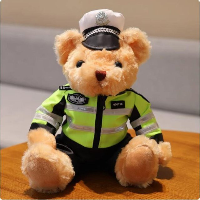 Verkehrspolizei Bär, Plüschtier, Stoffpuppe, 25cm - Bild 1