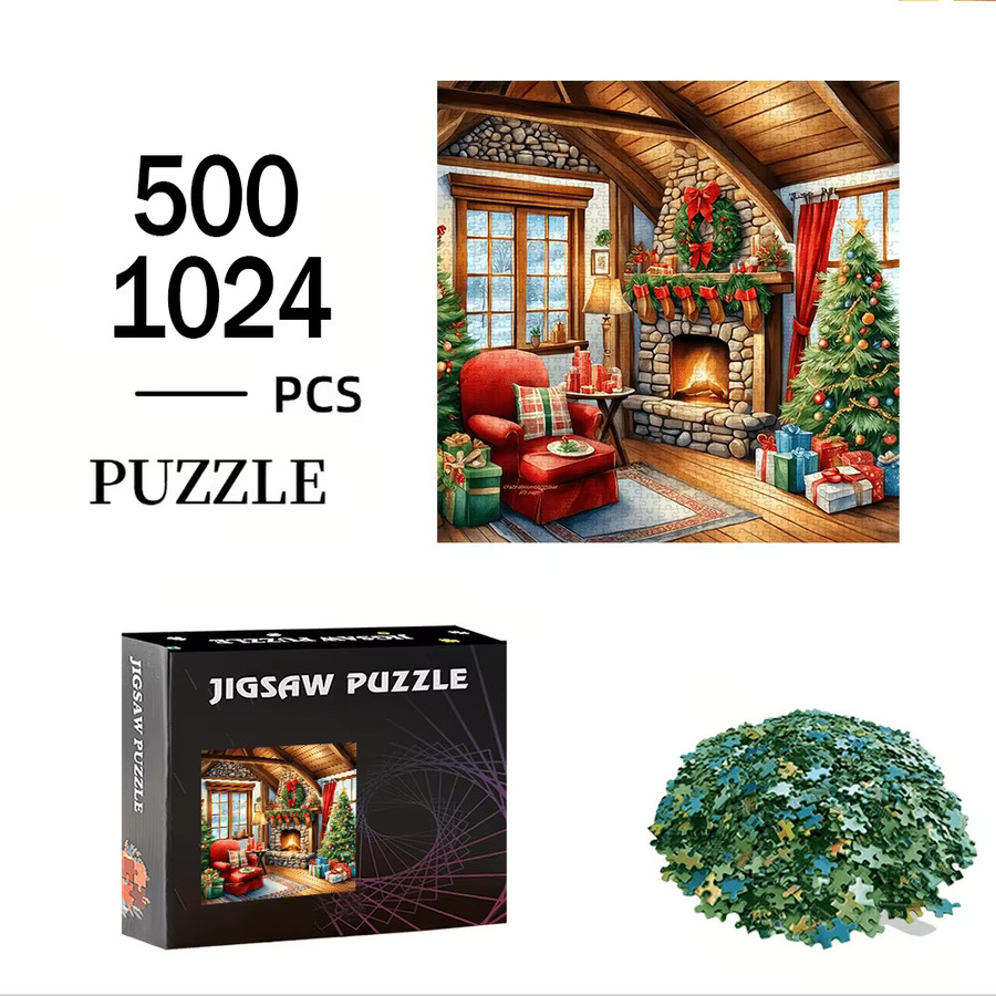 AZNM Puzzle, großer Kamin und Weihnachtsbaumhaus, 1024 Teile - Bild 2