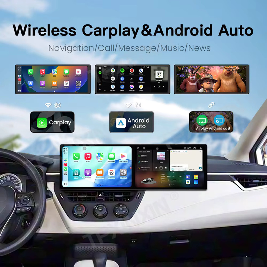 TPXINXIN Dual Screen Android Carplay Autoradio mit GPS und Multimedia-Player für Toyota Corolla Levin und Corolla Kreuz 2019 bis 2022, 11,5 Zoll, Schwarz - Bild 2