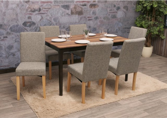 6er-Set MCW Esszimmerstühle Littau aus Textil in Grau mit modernem Design - Bild 1