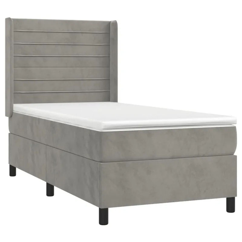 Vidaxl Kontinentalbett mit Matratze und LED in Grau aus Samt, B/T: 100 x 200 cm - Bild 3