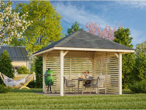 PALMAKO Pavillon Bianca Set 102 aus Fichtenholz in Braun, B/T/H: 300 x 300 x 319 cm, transparent tauchgrundiert - Bild 1