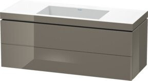 Duravit Waschtischunterschrank L-Cube c-bonded, wandhängend, Grau Hochglanz, B: 120 cm, T: 48 cm, H: 50 cm, 2 Schubladen - Bild 1