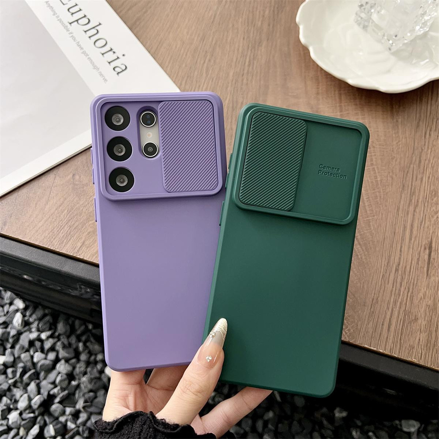 Weiche Silikon Handyhülle mit Schiebekamera-Schutz für Samsung Galaxy S26 Ultra S25 S24 FE S23 S22 S21 Plus A56 A36 A06 A16 A55 A35 A15 in Lila - Bild 1