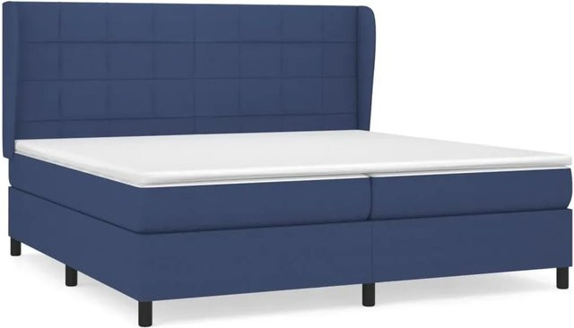 vidaXL Boxspringbett Hybrid mit Matratze und Taschenfederkern, Blau, B/T: 200 x 200 cm - Bild 1