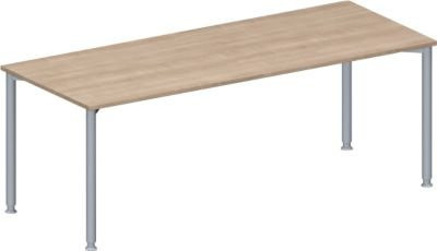 Schäfer Shop Genius Konferenztisch MODENA FLEX, rechteckig, Eiche-Dekor und Weißaluminium, B: 200 cm, T: 80 cm, H: 72-84 cm - Bild 1