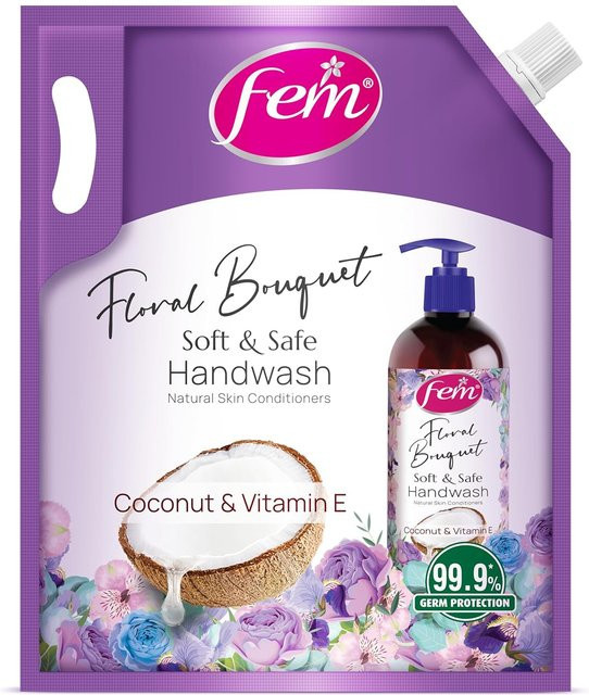 Dabur Fem Floral Bouquet Handwaschmittel, 1500 ml, mit Kokosmilch & Vitamin E - Bild 1