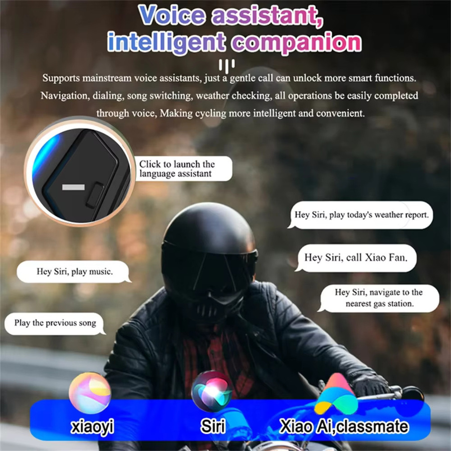 kebidumei Bluetooth 5.4 Motorradhelm-Intercom-Headset mit 500m Vollduplex-Kommunikation, wasserdichte Freisprecheinrichtung in Schwarz - Bild 5