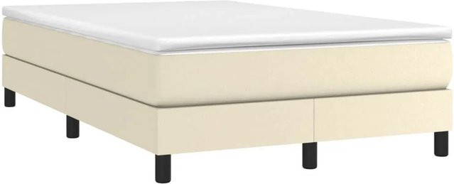 vidaXL Boxspringbettgestell gepolstert in Creme und Beige aus Kunstleder B/T/H: 120 x 200 x 203 cm - Bild 1