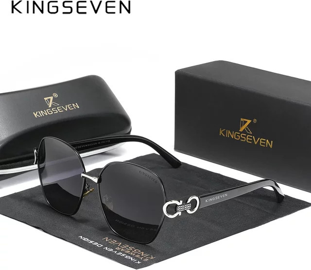 Kingseven Sonnenbrille, Schmetterling, quadratisch, Metall, schwarz, Damen - Bild 1