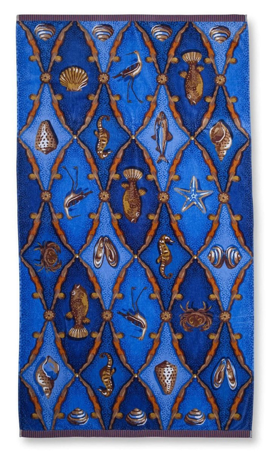 PIP Studio Family Strandtuch Little Sea Blue mit Fisch und Seestern, Farbe: Blau, B/L: 100 x 180 cm - Bild 1