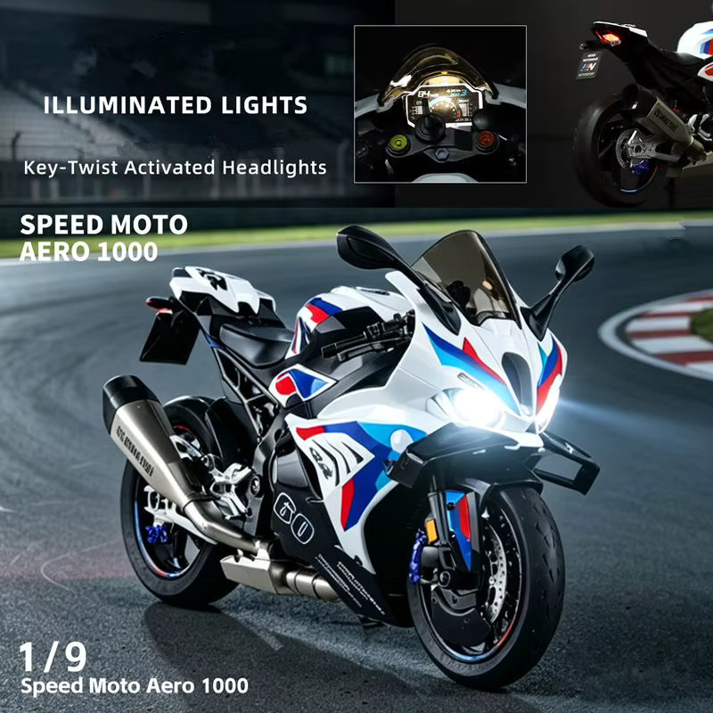 MAKEDA Sportmotorrad M1000RR S1000RR, Rennmotorrad-Modell, 1:9, mit Sound, Licht und Sprühfunktion - Bild 2