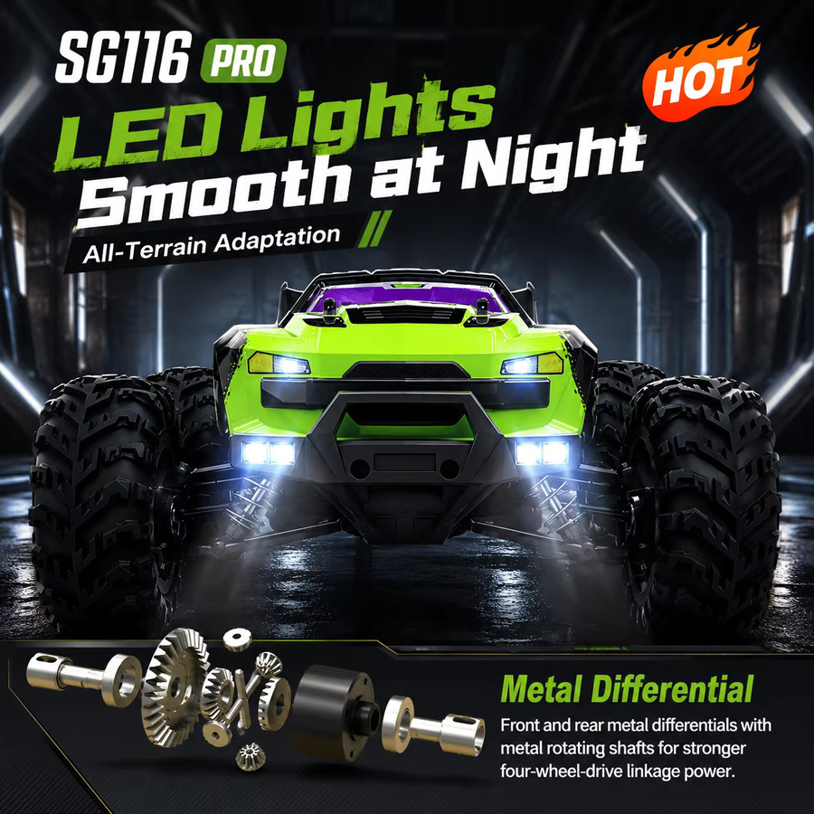 ZNLYRION SG116PRO MAX Offroad-Auto, RC Monster-Truck, 1:16, mit LED-Lichtern - Bild 7