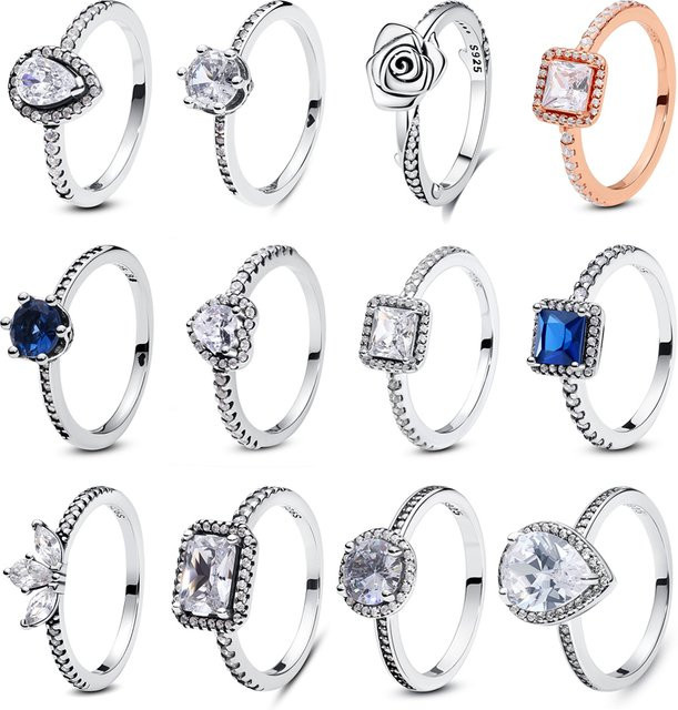 NBSAMENG Ring 925 Silber, Liebesherz, Kristall, Damen - Bild 1