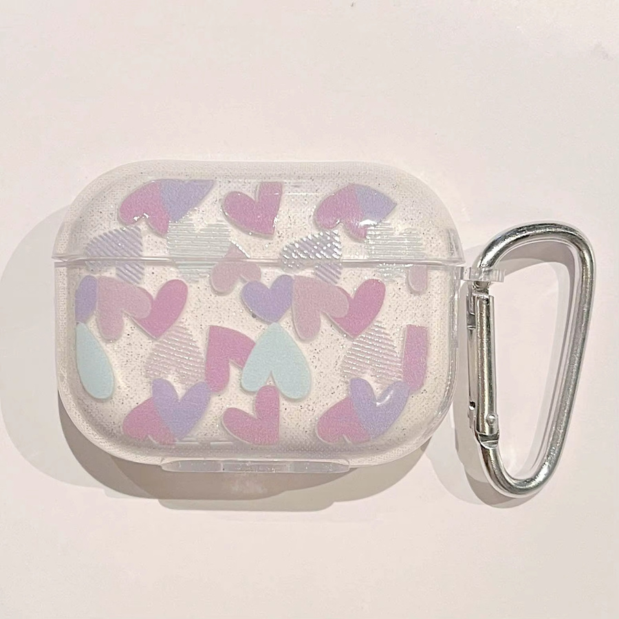 Glitzernde Schutzhülle für Apple AirPods Pro 2 und AirPods 1 2 3 in Rosa mit Cartoon-Herzen aus stoßfestem TPU - Bild 3
