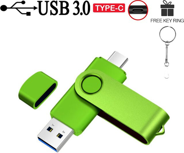 JASTER 2-in-1 USB-C und USB 3.0 Flash-Laufwerk Hochgeschwindigkeits USB-Stick in Schwarz oder Grün - Bild 1
