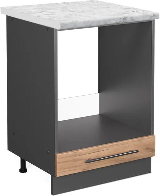 Vicco Herdumbauschrank Fame-Line Goldkraft Eiche/Anthrazit mit Marmor-Optik, Breite: 60 cm, Höhe: 82 cm, Tiefe: 60 cm - Bild 1