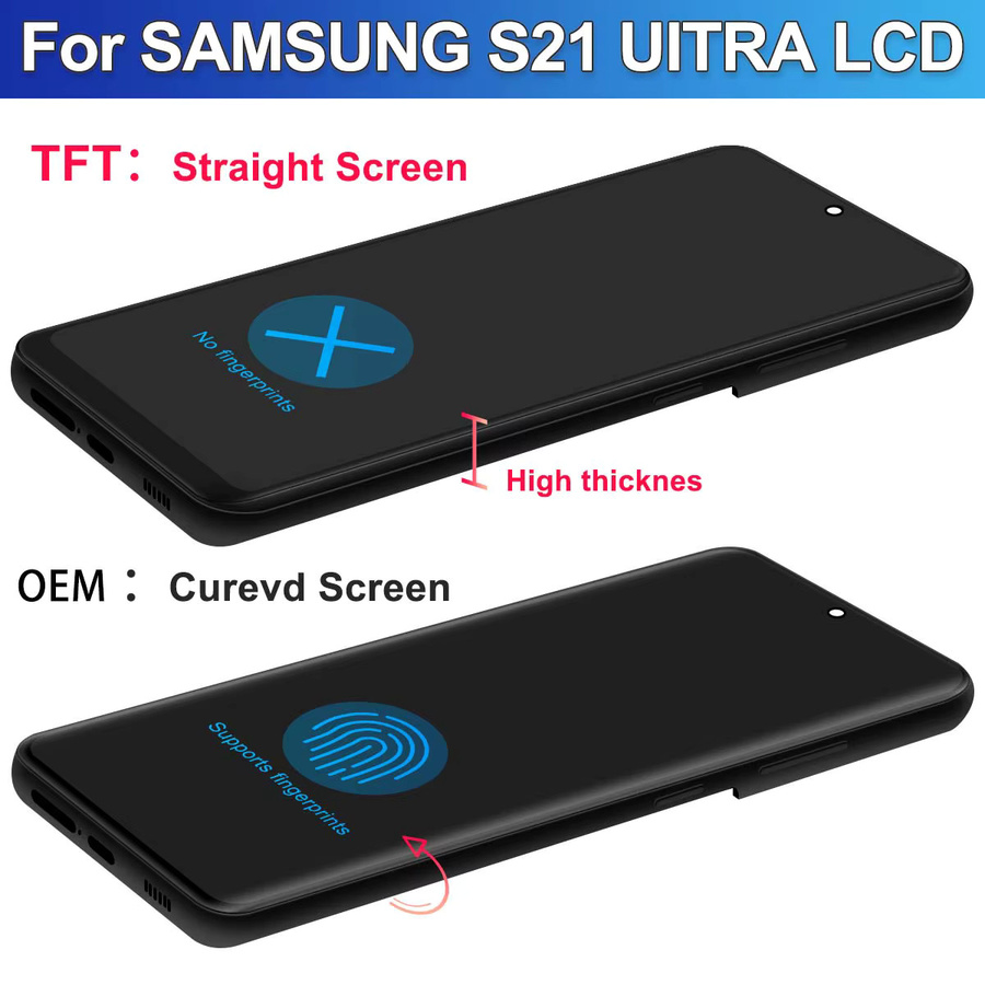 Samsung Galaxy S21 Ultra 5G G998B LCD-Display mit Rahmen in Schwarz, digitaler TFT-LCD-Touchscreen mit S-Pen Unterstützung - Bild 2
